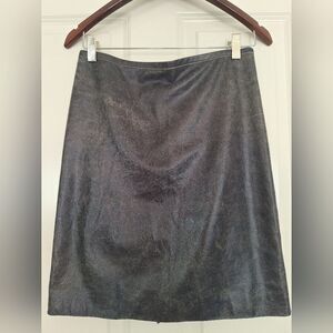 Vtg Jean Paul Gaultier Femme JPG Distressed Black Sheepskin Leather Pencil Skirt